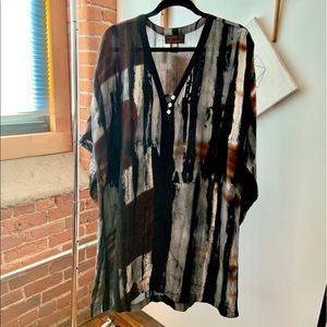Hand dyed Leslie Grant long sleeve tunic, OS, $20